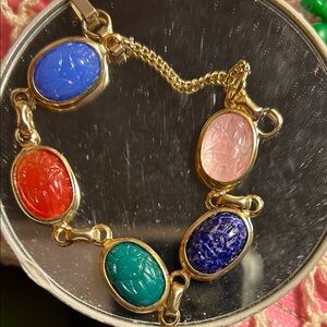 Gold Bracelet with Multi-Color Gemstones (Vintage)